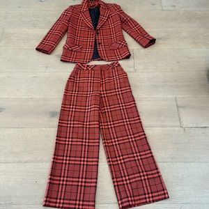 Roman orange black suit blazer jacket pants slacks set w pockets NEW